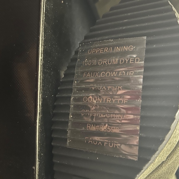 New in Box. DKNY Nadra-Wedge Bootie, Faux Cow Fur, Camo Green/Blk - Picture 10 of 10